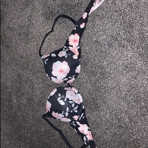 PINK floral push up bra